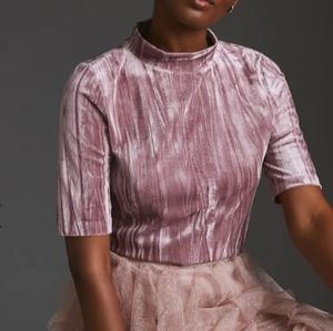 Pilcro Velveteen Mock-Neck top